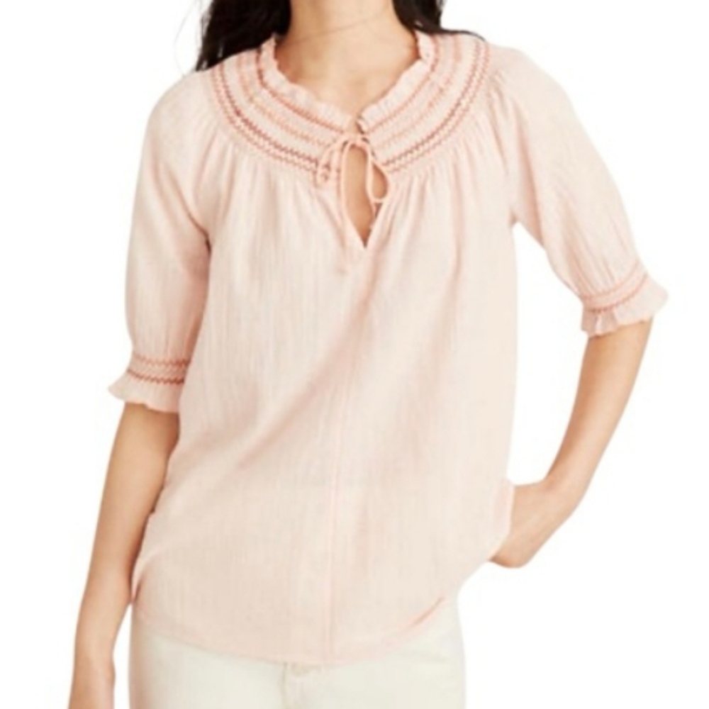 Madewell Pink Smocked Blouse XXL